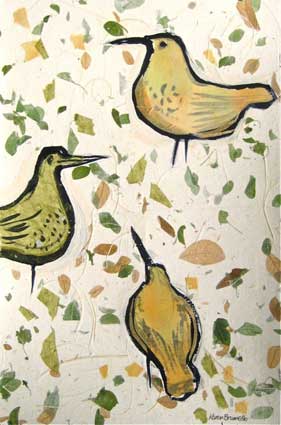 Three Birds with Leaves