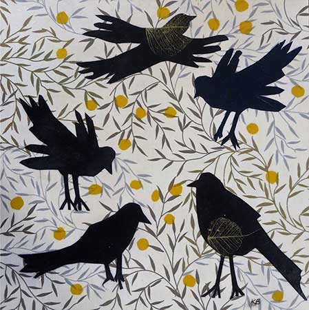 Birds and Berrries 2 -  by Karen Brumelle