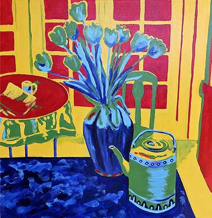 Teapot and Tulips -  by Karen Brumelle