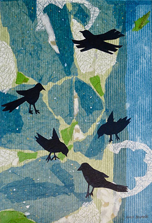 Birds in Hydrangeas by Karen Brumelle