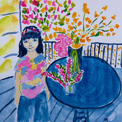 Jenni with Flowers -  by Karen Brumelle