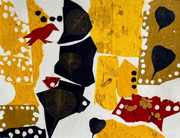 Bird with Falling Leaves -  by Karen Brumelle