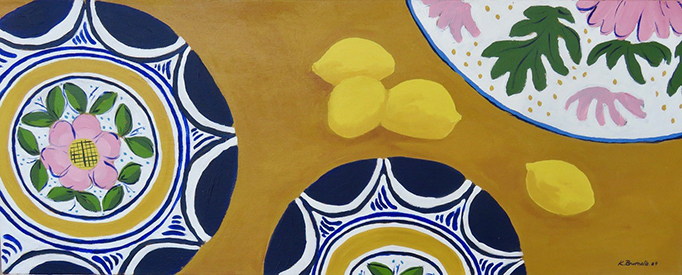 Spanish Plates and Lemons -  by Karen Brumelle