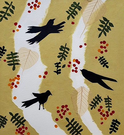 Rowan Berries and Birds  by Karen Brumelle