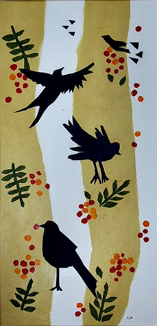 Rowan Berries and Birds 2  by Karen Brumelle