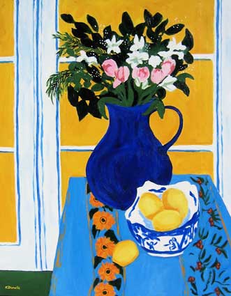 Blue Pitcher Bouquet, Yellow Sky 