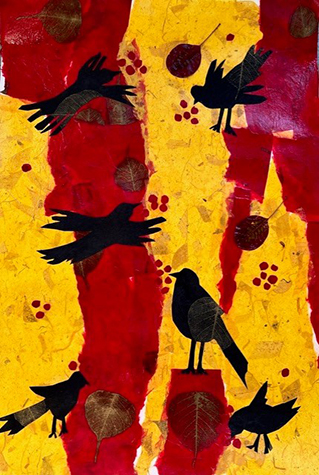Rowan Berries and Birds 3 by Karen Brumelle