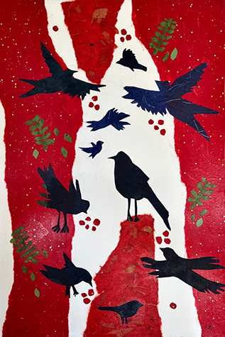 Rowan Berries and Birds 4 by Karen Brumelle